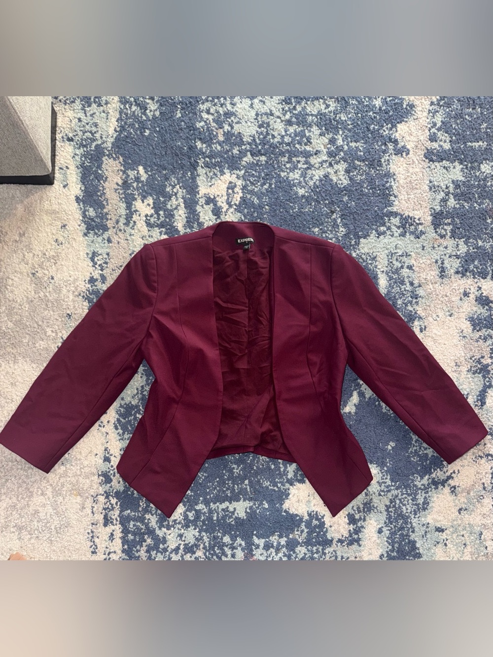 Express Women's Wine-Red Open Front Blazer